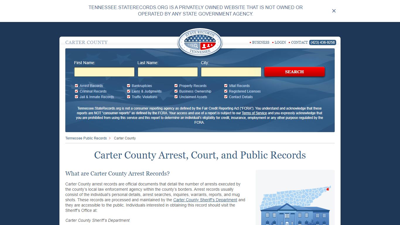 Carter County Arrest, Court, and Public Records